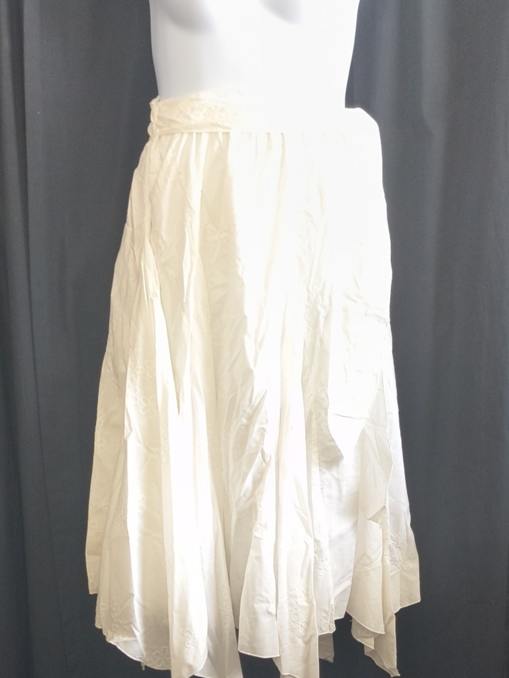 MKM Designs Cream A-Line Flowing Kerchief Midi Skirt #0042